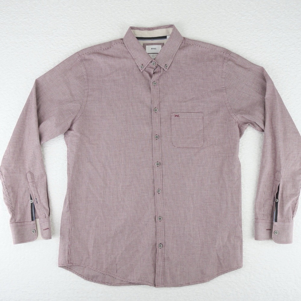 Brax Feel‎ Good Cosy Light Flannel Button Up Shirt Mens Large Red